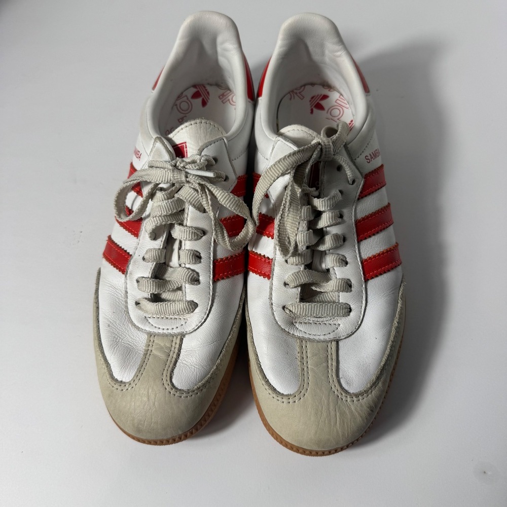 Adidas Samba OG White Better Scarlet Red Gum Sole Sneakers Womens 7.5 Lace up - Picture 7 of 9